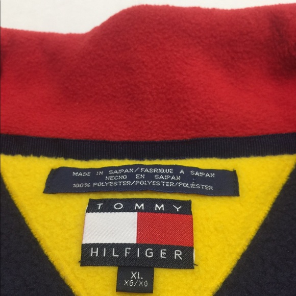 SOLD❌90s TOMMY HILFIGER FLEECE JACKET SPELL OUT XL - Picture 6 of 8